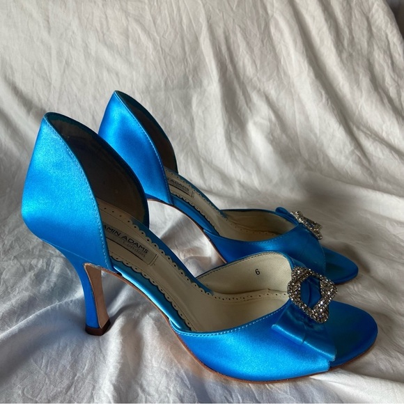 Benjamin Adams London Blue Dyed Duchesse Silk Heels - Picture 10 of 13